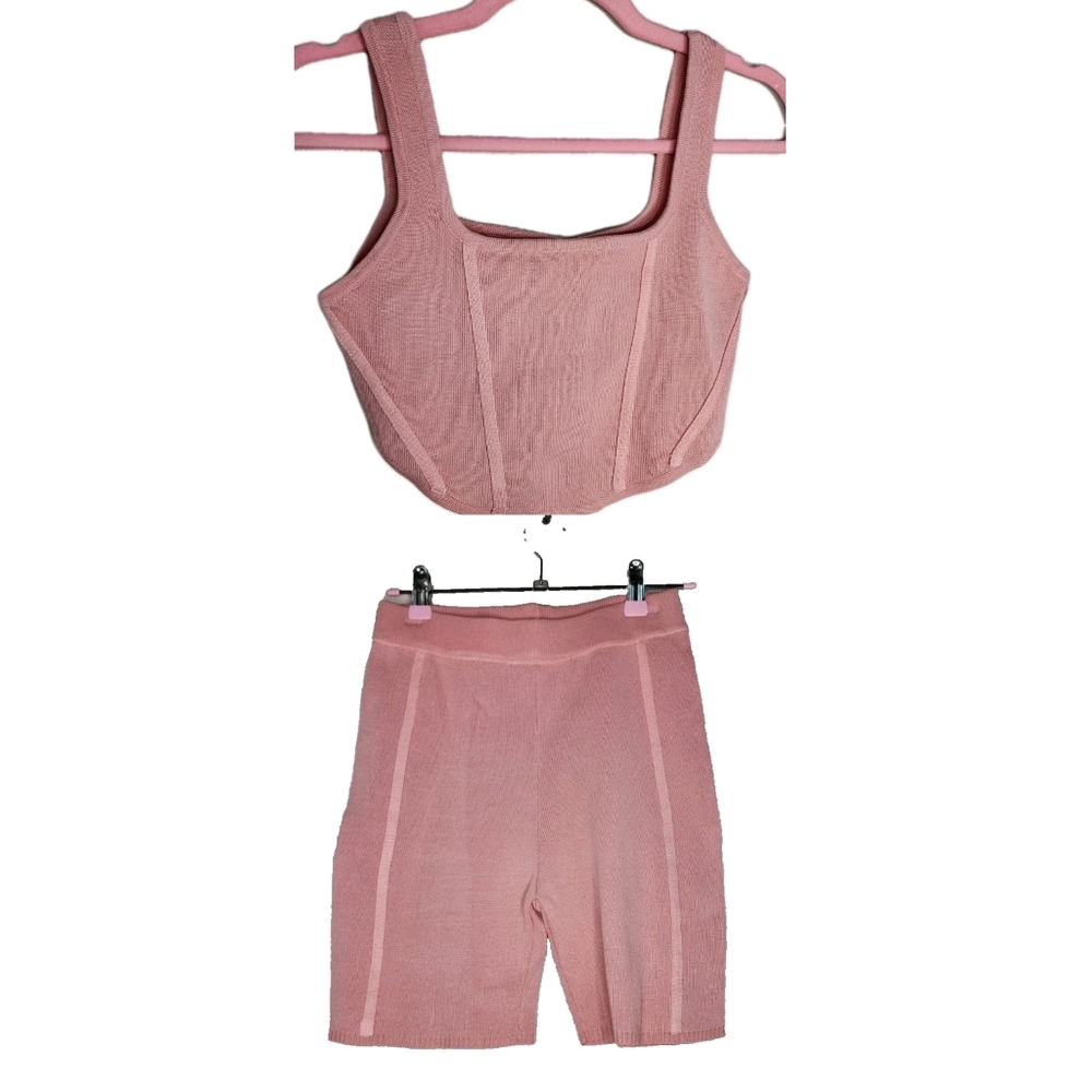 Immodel Crop Top and Shorts Set in Pink Size M New With Tags